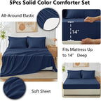 CozyLux Twin XL Comforter Set Navy Blue, 5 Pieces Bed in a Bag Twin Extra Long - Image 7