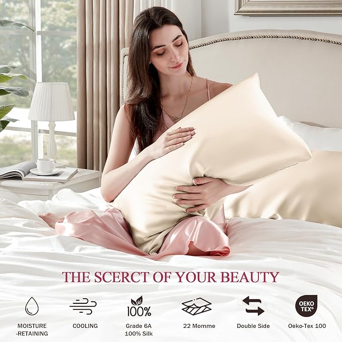 100% Silk Pillow Cases Queen Size Mulberry Silk Pillowcase - Image 6