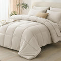 CozyLux Oversized King Comforter Sets Beige, 7 Pieces Bed in a Bag, 120x98 Box by CozyLux