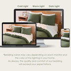 DAPU 100% Linen Olive Green Duvet Cover Set - Image 6