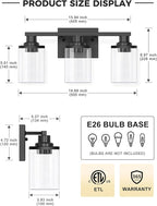 L LOHAS LED 3-Light Black Bathroom Light Fixtures, Modern Bathroom Lighting - Image 3
