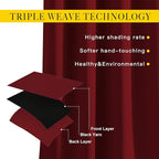 NICETOWN Burgundy Red Blackout Draperies Curtains - Image 5