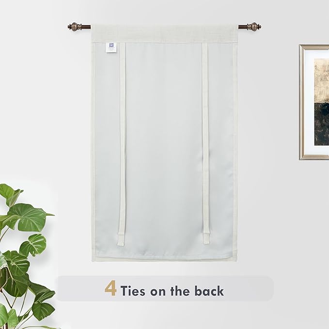 DriftAway Double Layer Linen Blackout Tie Up Curtains Thermal Insulated Fully - Image 8