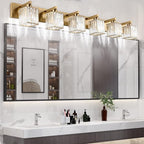 Aipsun Bathroom Vanity Light Brass Crystal Vanity Lighting Fixtures 6 Light - Image 6
