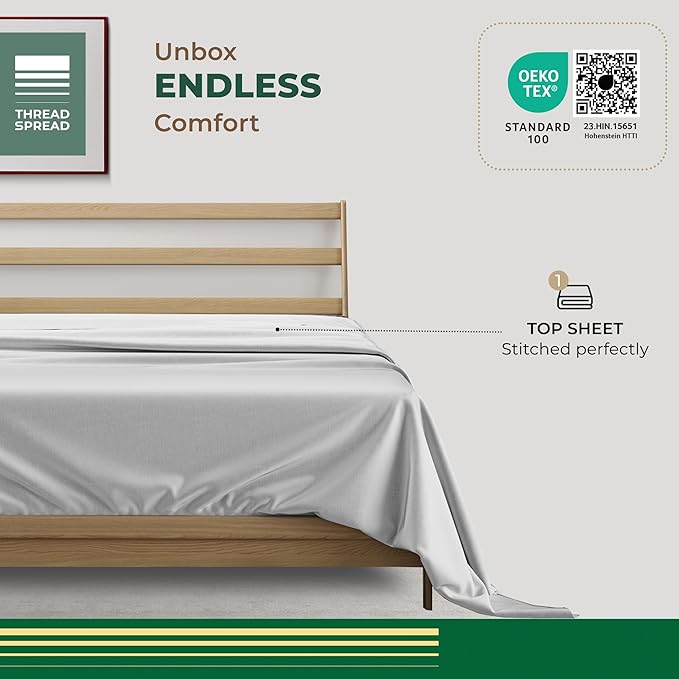 THREAD SPREAD 100% Organic Cotton Percale Flat Sheet King Size - Image 3