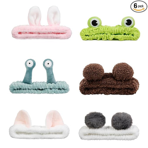 AIBFRID 6PCS Animal Ear Spa Headbands Face Wash Headband Cute Make Up Hairband by Unknown