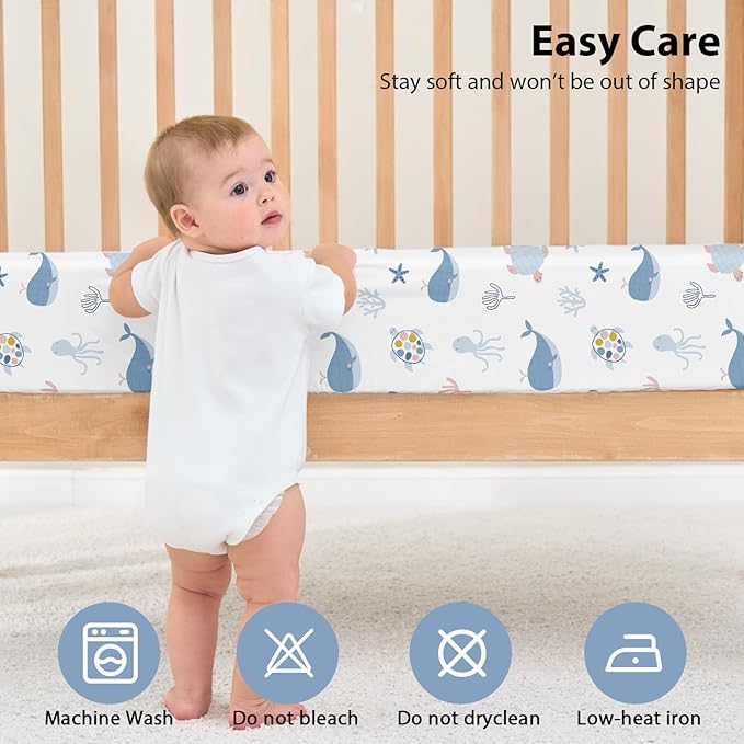 Baby Crib Sheets for Boys and Girls, 3 Pack Toddler Bed Sheets for 52”x28” - Image 7