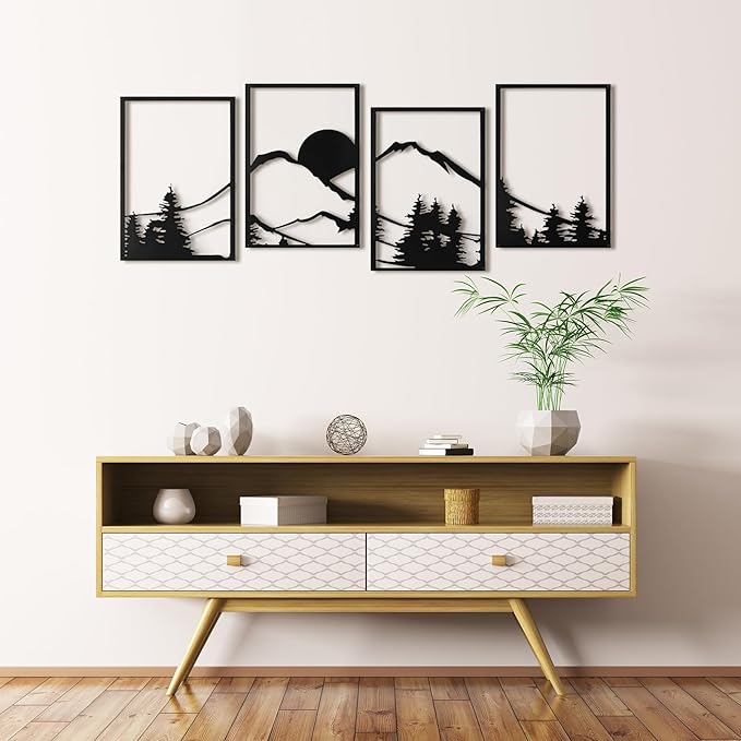 Art3d Black Metal Wall art, 4 Pieces Wall Decor - Image 4
