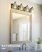 Bathroom Light Fixtures, 4-Light Black and Brushed Nickel Bathroom Vanity Light - Image 8