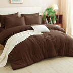 CozyLux Queen Comforter Set Brown, 7 Pieces Bed in a Bag Queen Comforter Set - Image 7