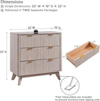 T4TREAM Fluted 3 Drawers Nightstand Set of 2, Oversized Extra Large Modern Side - Image 3