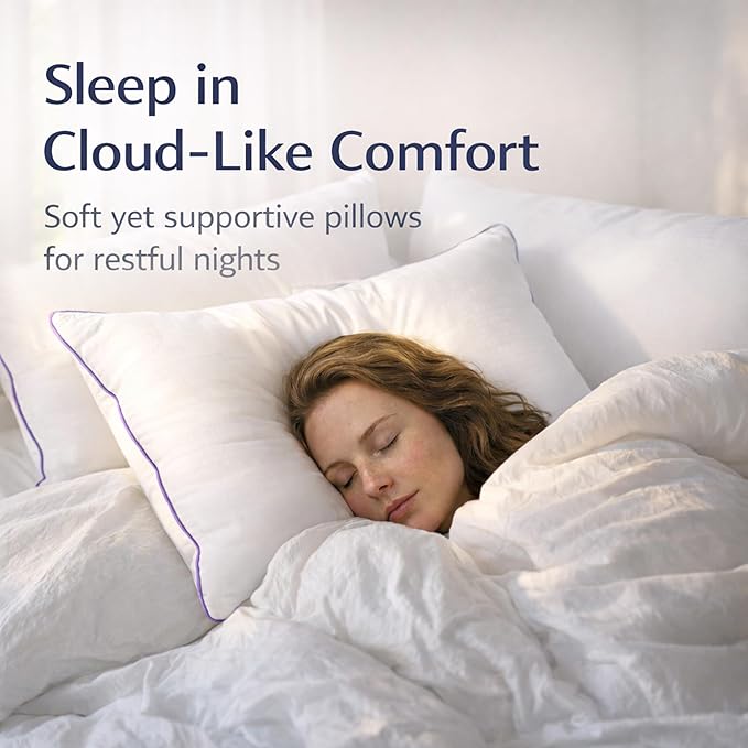 Queen Size Pillow – Bed Pillow for Sleeping, Down Alternative Pillow, Soft Yet - Image 2