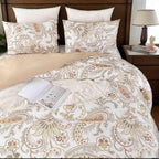 Nanko Paisley Comforter Set King Size 3 Pcs, Tan Taupe Classy Boho Damask - Image 4