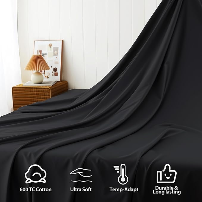 Cotton Flat Sheets Only, 600 TC 100% Cotton Flat Sheet Top Sheet Only, Queen - Image 4