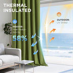 Joydeco Moss Green 100% Blackout Curtains 108 Inch 2 Panels, Luxury Thermal - Image 5