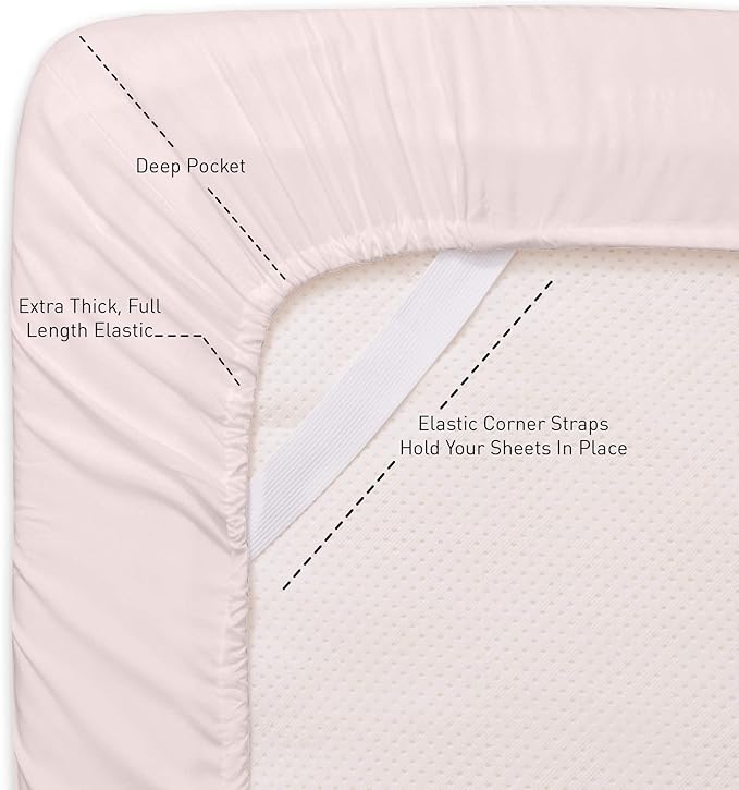 Twin XL Fitted Sheet Only with Full Elastic & Built in Corner Sheet Straps to - Image 2