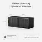 Floating Nightstand with Sliding Doors, Modern Large Night Stand Storage Shelf - Image 6
