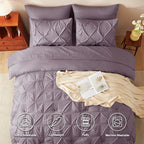 CozyLux King Size Comforter Set Grayish Purple, 7 Pieces Bed in A Bag Purple - Image 2