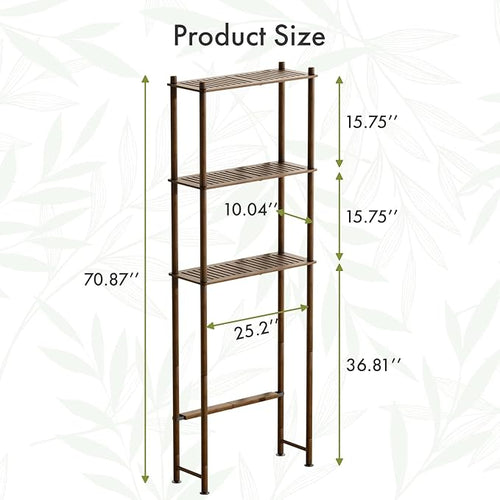 AmazerBath Bamboo Over The Toilet Storage Shelf, Over Toilet Bathroom Organizer - Image 2