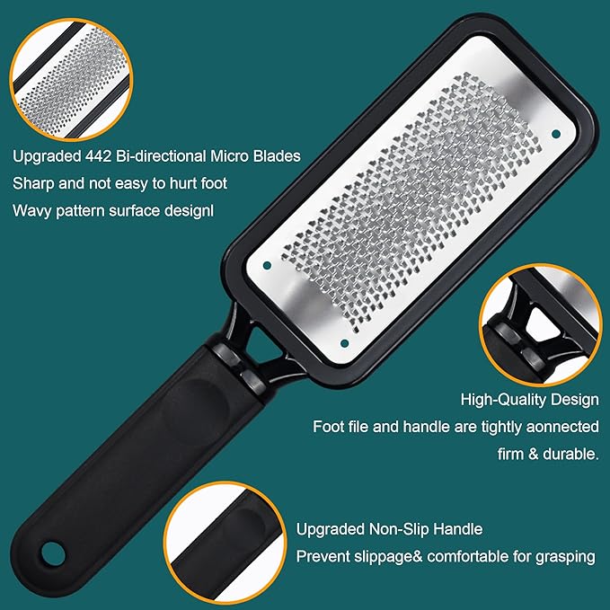 Foot Files Foot Scrubber Pedicure, Stainless Steel Callus Remover - Image 2