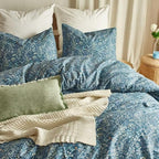 MKXI Blue Duvet Cover Twin Yellow Flower Print Bedding Sets Chic Floral - Image 2