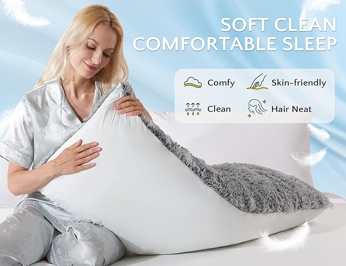 Fluffy Silk Full Body Pillow for Adults 20x54 Satin Body Pillow Cover Pillowcase - Image 8