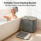 2-in-1 35L Towel Warmer & 46L Laundry Basket, Foldable Towel Warmers - Image 4