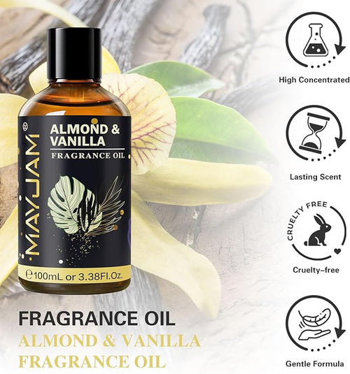 Almond & Vanilla Fragrance Oil Essential Oil, MAYJAM 3.38FL.OZ Almond & Vanilla - Image 2