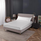 Homiest White Satin Fitted Twin XL Size Bed Sheet, Deep Pocket, Luxury & Ultra - Image 7
