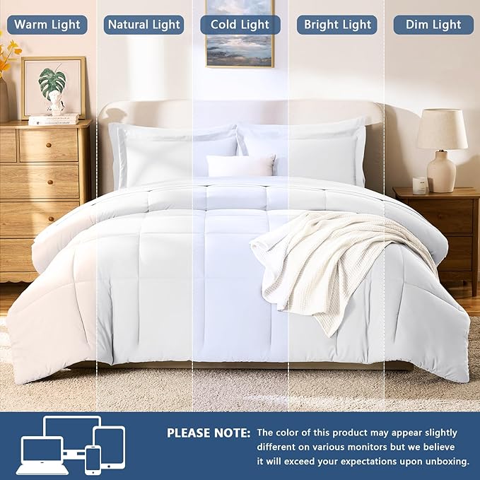 CozyLux Twin XL Comforter Set White - Image 5