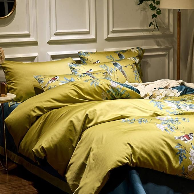 mixinni Garden Style Cotton Flowers and Birds Pattern Printed Duvet Cover - Image 2