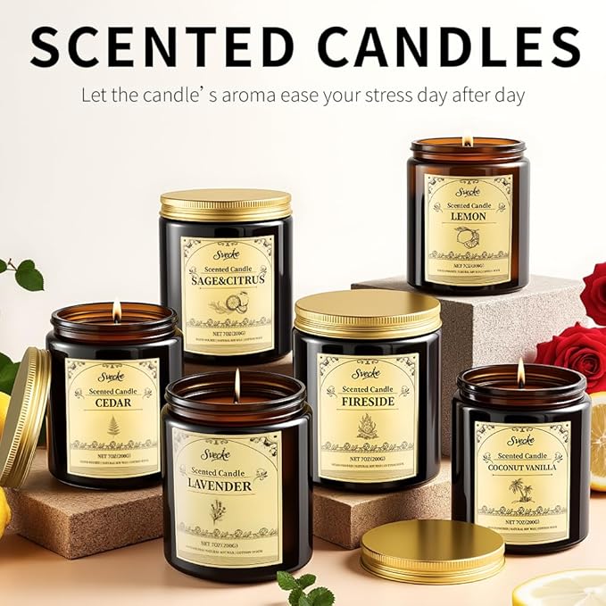 Lavender Scented Candles, 7oz Soy Wax Candle, Long Lasting Aromatherapy Jar - Image 5