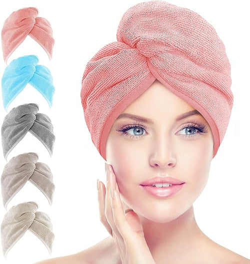 AIDEA Microfiber Hair Towel Wrap, 5 Pack Hair Turbans, Super Absorbent Quick by AIDEAHOME