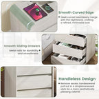 White Nightstand Set of 2 with Charging Station, 23.2" Wide Wood Night Stand - Image 7