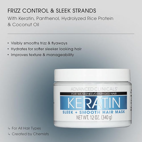 Advanced Clinicals Keratin Hair Mask Treatment, 12 Fl Oz - Image 2