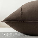 MIULEE Decorative Linen Euro Sham Pillow Covers 24x24 Dark Coffee Chocolate - Image 3