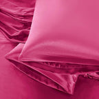 Aormenzy Satin Pillow Cases for Women King Size Set of 2, Hot Pink Satin by Aormenzy