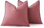 MIULEE Decorative Linen Pillow Covers 18x18 Inch Cranberry Red ​Boho Farmhouse​ - Image 6