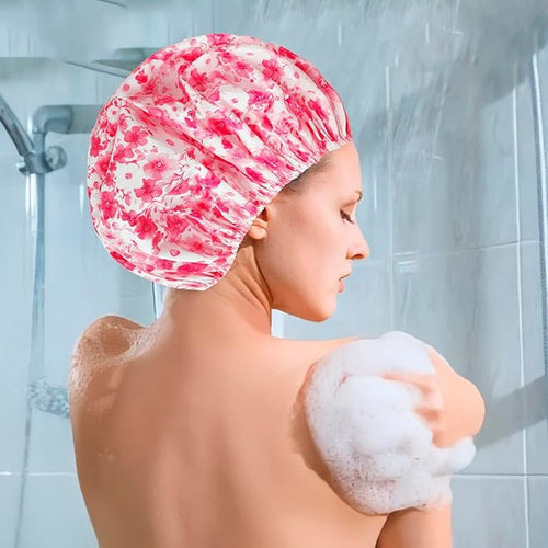 6 PCS Shower Caps for Women, Double Side Waterproof Shower Cap, Reusable - Image 2