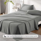 ROSE&RISY Light Grey King Sheet Set, 4 Pieces Soft Bedding Queen Sheet Set - Image 5