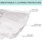 Borje White Disposable Face Masks 100 Pcs White Face Mask 3 Ply Protection Masks - Image 2