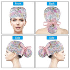 Scrub Caps Women Bouffant Scrub Hats Caps Nurses, Adjustable Working Cap - Image 2