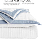 EVERGRACE Cotton Border Frame Tack-Stitch Quilt Bedding Set King Size, Coastal - Image 4