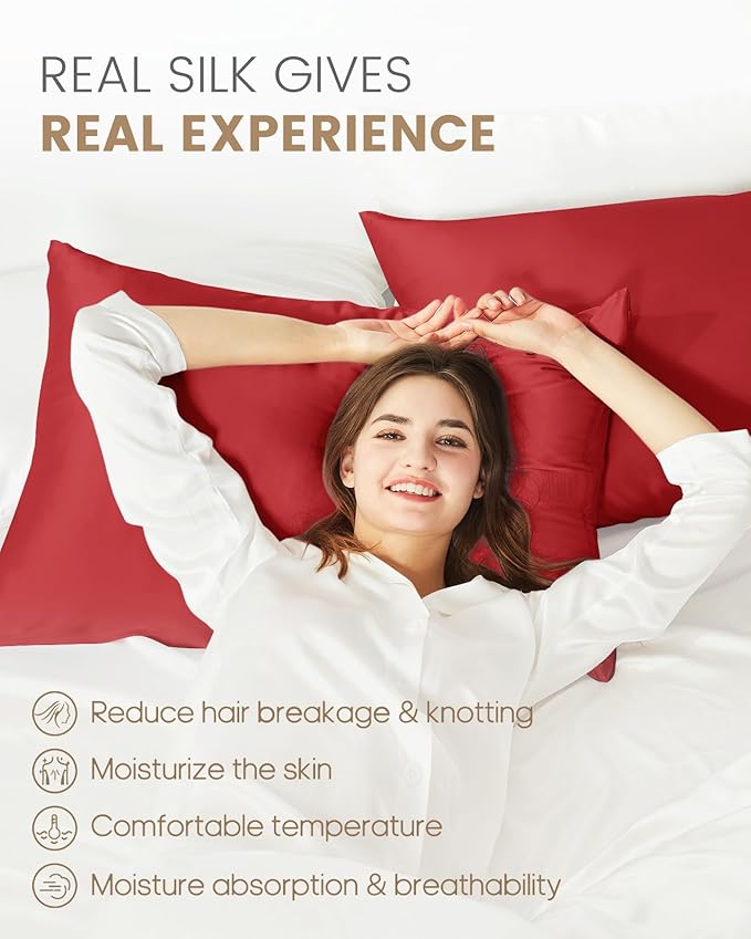 THXSILK 100% Silk Pillowcase for Hair and Skin, Both Sides Grade 6A+ Natural - Image 3