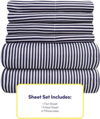 Queen Sheets Stripe Navy - Image 4