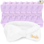 CIEHER 8 Pack White & Purple Spa Headband by CIEHER