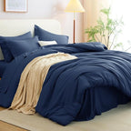 CozyLux Twin Comforter Set Navy Blue, 5 Pieces Bed in a Bag Twin Comforter Set - Image 9