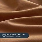 Wake In Cloud - Cotton Duvet Cover Set, Queen Size, Caramel Terracotta - Image 7
