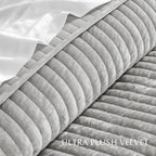 EVERGRACE Velvet Quilt Set King Size, Luxurious Soft Striped Channel Bedding Set - Image 5