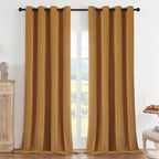 Joydeco Mustard Yellow 100% Blackout Curtains 90 Inch 2 Panels, Luxury Thermal by JOYDECO